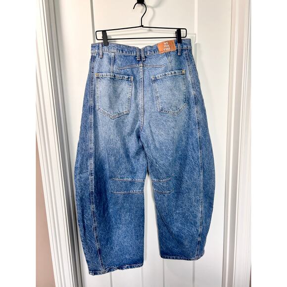 We the Free People Women's Denim Mid Waist Barrel Cropped Jeans Blue Size 30 - Picture 8 of 14